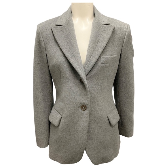 JIL SANDER GREY CLASSIC TWO BUTTON CASHMERE BLAZER - Picture 1 of 4